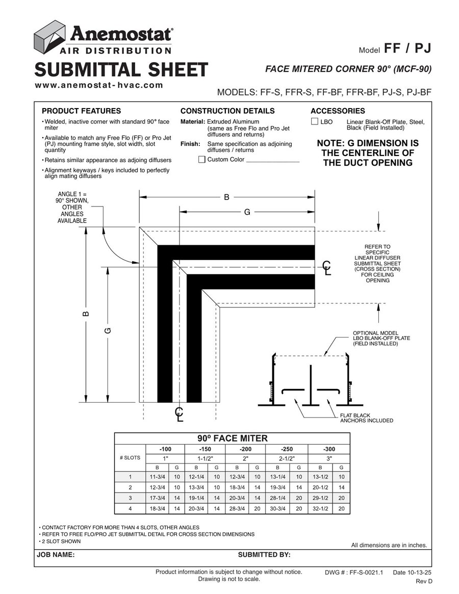 Anemostat MCF Mitered Corner